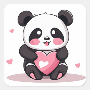  black and white Panda Clipart  Square Sticker