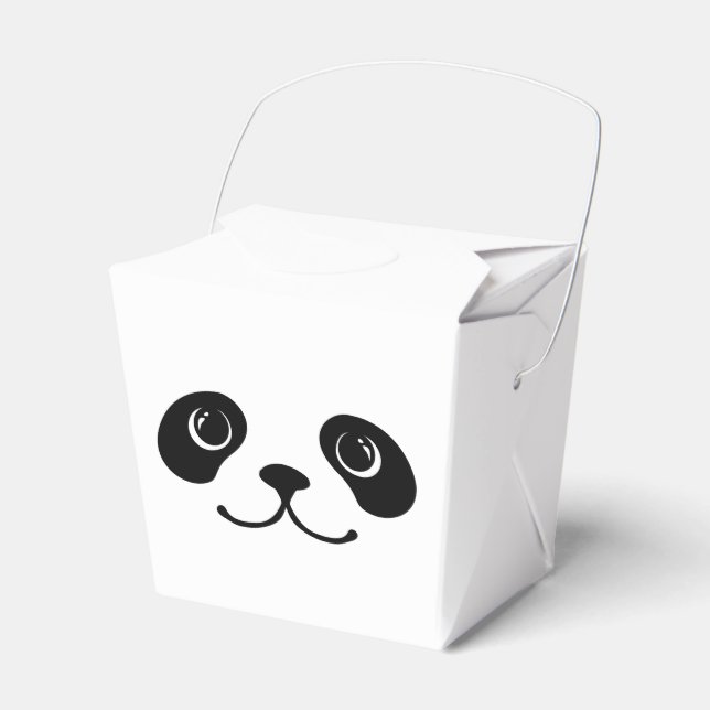 Black And White Panda Cute Animal Face Design Favor Boxes (Front Side)
