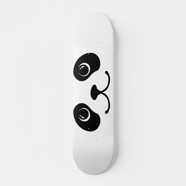 Black And White Panda Cute Animal Face Design Skateboard Deck (Front)
