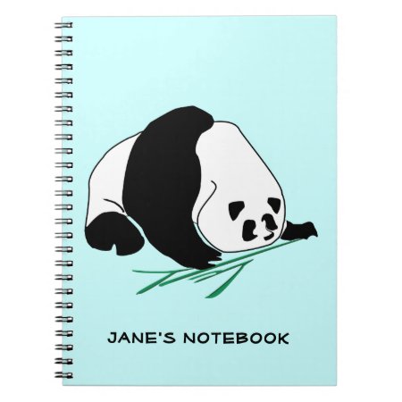 Black And White Panda Eats Bamboo Notebook