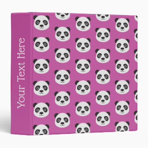 Black and White Panda Face Pattern 3 Ring Binder