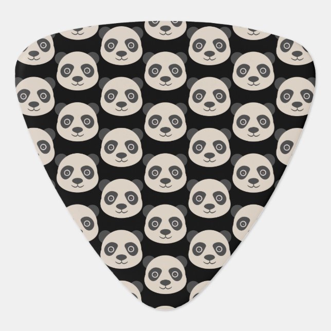 Black and White Panda Face Pattern Guitar Pick (Front)