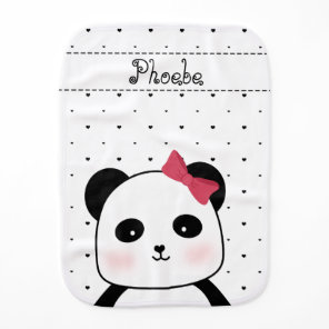 Black and White Panda Love Baby Girl's Burp Cloth