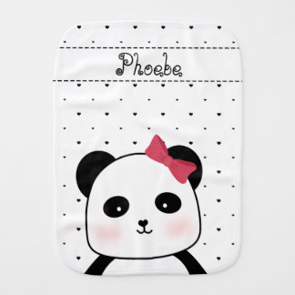 Black and White Panda Love Baby Girl's Burp Cloth