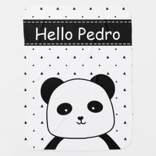 Black and White Panda Monochrome baby boy's Stroller Blanket