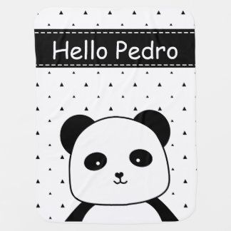 Black and White Panda Monochrome baby boy's Stroller Blanket