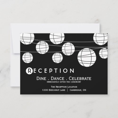 Black and White Paper Lanterns Reception Card