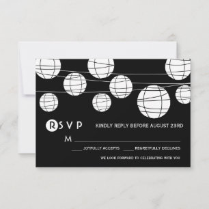 Black and White Paper Lanterns Wedding RSVP Card