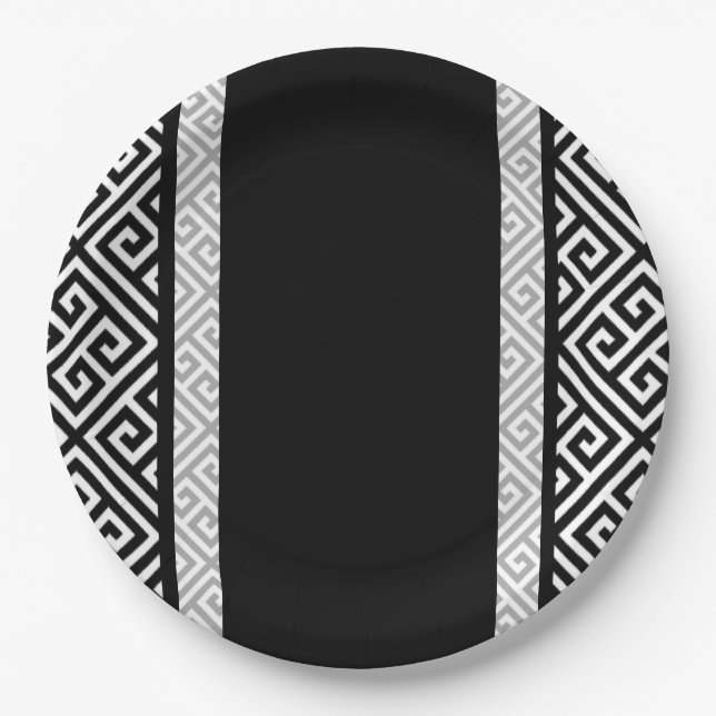 Black, and white paper plates (Front)