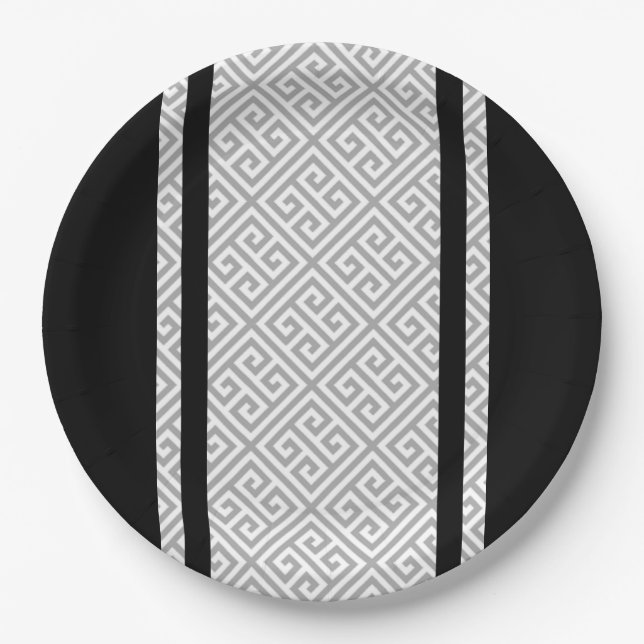 Black, and white paper plates (Front)