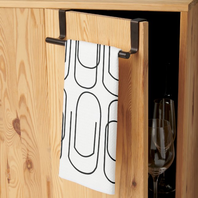 Black and White Paperclip Pattern Kitchen Towel (Thirds Fold)