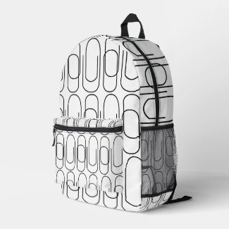 Black and White Paperclip Pattern Printed Backpack