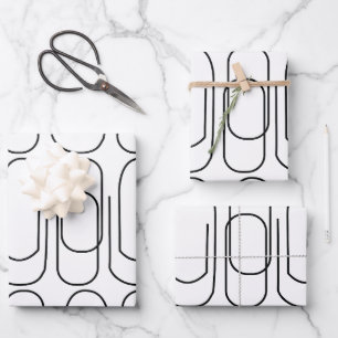 Black and White Paperclip Pattern Wrapping Paper Sheets
