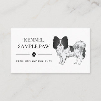 Black And White Papillon Cartoon Dog - Dog Kennel Business Card