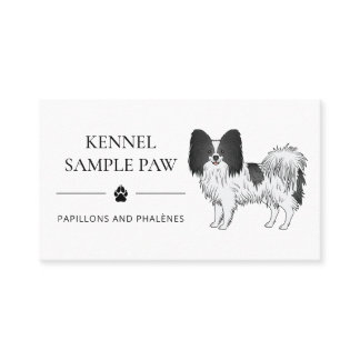 Black And White Papillon Cartoon Dog - Dog Kennel Business Card