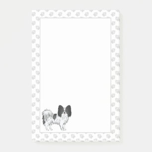 Black And White Papillon Cartoon Dog With Paws Post-it Notes
