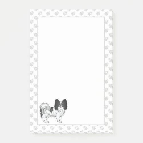 Black And White Papillon Cartoon Dog With Paws Post_it Notes