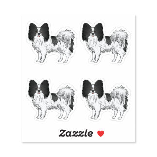 Black And White Papillon Cute Cartoon Dog Designs Sticker