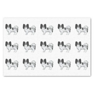 Black And White Papillon Cute Cartoon Dog Pattern Tissue Paper