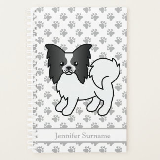 Black And White Papillon Cute Cartoon Dog &amp; Text Planner