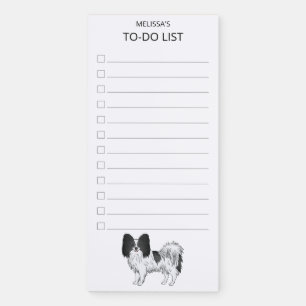 Black And White Papillon Cute Dog To-Do List Magnetic Notepad
