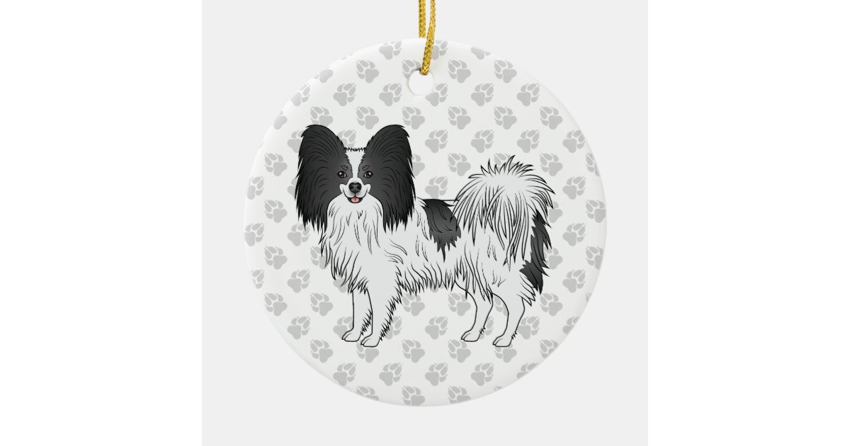 Black and White Papillon Dog Zip Pouch