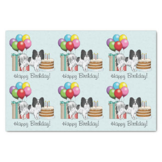 Black And White Papillon Dog Colorful Birthday Tissue Paper