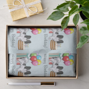 Black And White Papillon Dog Colorful Birthday Tissue Paper