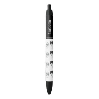 Black And White Papillon Dogs With Custom Name Black Ink Pen