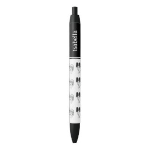 Black And White Papillon Dogs With Custom Name Pen