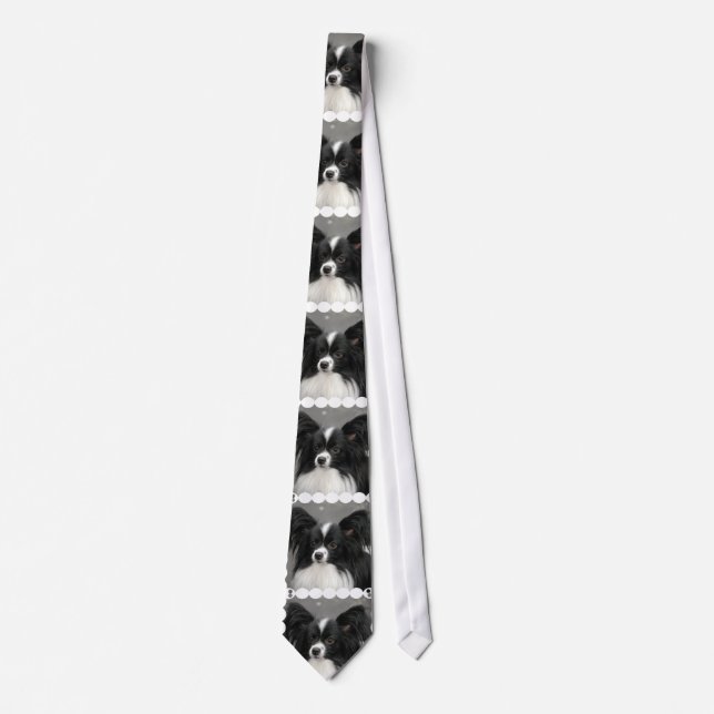 Black and White Papillon Neck Tie (Front)