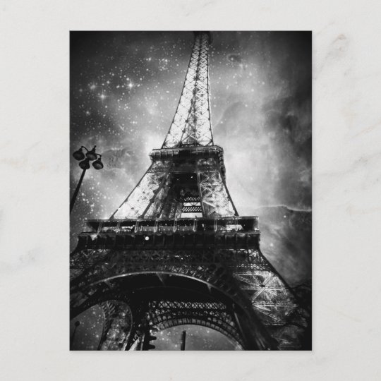 Black and White Paris Post Card, The Eiffel Tower Postcard | Zazzle.com