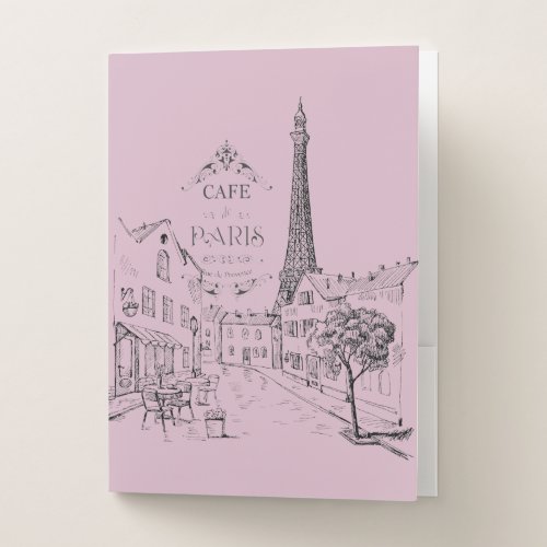 Black and white Paris theme Pocket Folder