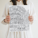 Black and White Parisian Corner Poster<br><div class="desc">Beautifully hand-drawn Parisian corner illustration. Playful art prints for your home!</div>