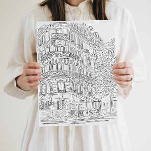 Black and White Parisian Corner Poster