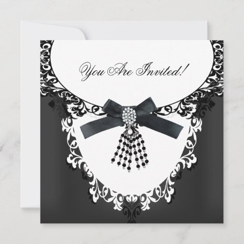 Black And White Party All Occasions Elegant Invitation