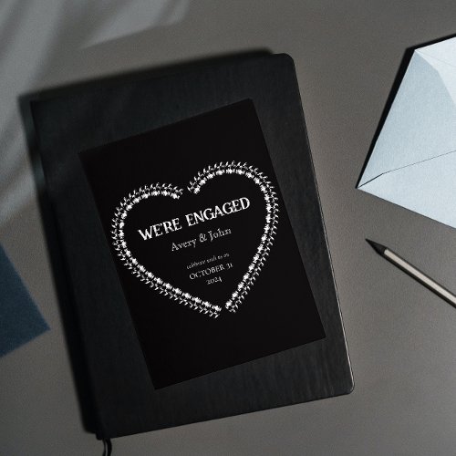 Black and White Party Gothic Engagement Invitation