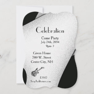 Black and White Party Guitar Invitation