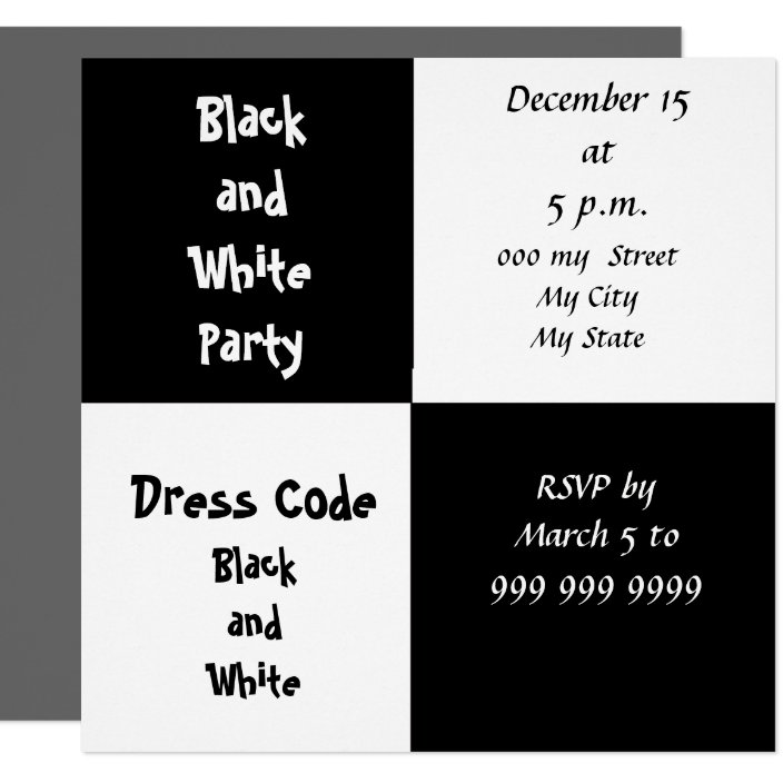 black and white dress code invitation