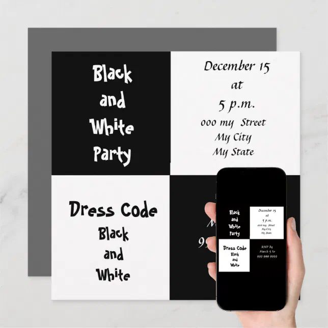 Black and White Party Invitation Zazzle