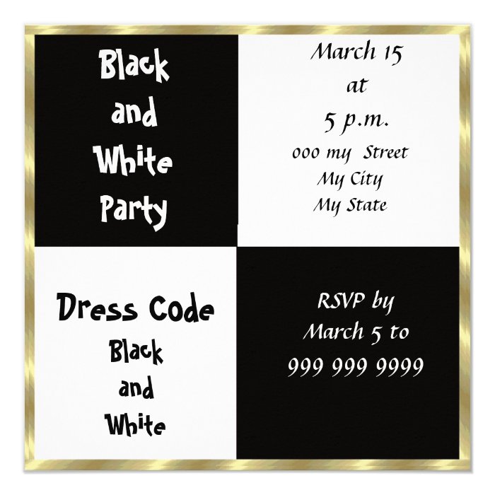 Black White Party Invitation Wording 2