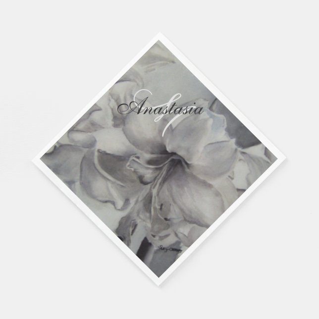 BLACK AND WHITE PARTY MONOGRAM NAPKINS (Corner)