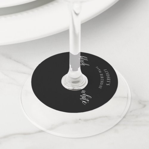 Black and White Party Wine Glass Tag