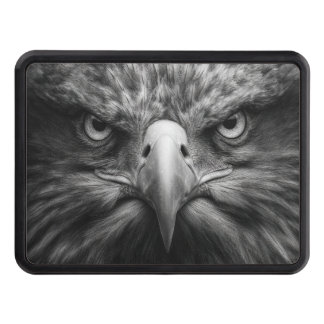 Black and white patriotic bald eagle hitch cover