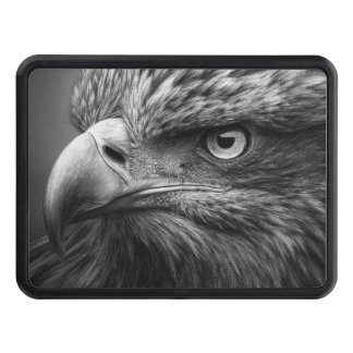 Black and white patriotic bald eagle hitch cover