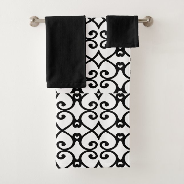 Black and White Pattern Bath Towels (Insitu)
