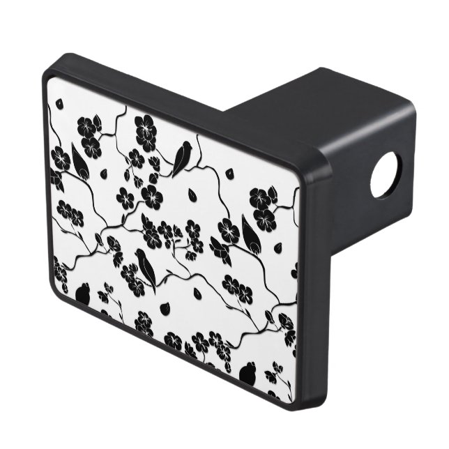 Black and White Pattern Birds on Cherry Blossoms   Hitch Cover (Top Right)