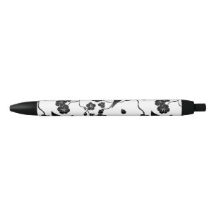 Black and White Pattern Birds on Cherry Blossoms Pen