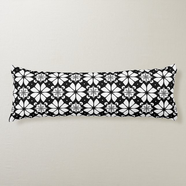 Black and white Pattern Body Pillow (Front)