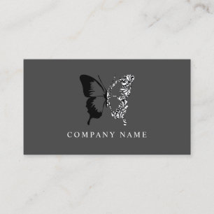 Black and White Pattern Butterfly Business Card
